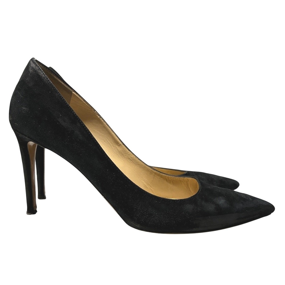 Bruno Magli Pointed Toe Pumps Womens 9 Black Suede High Stiletto Heels Italy
